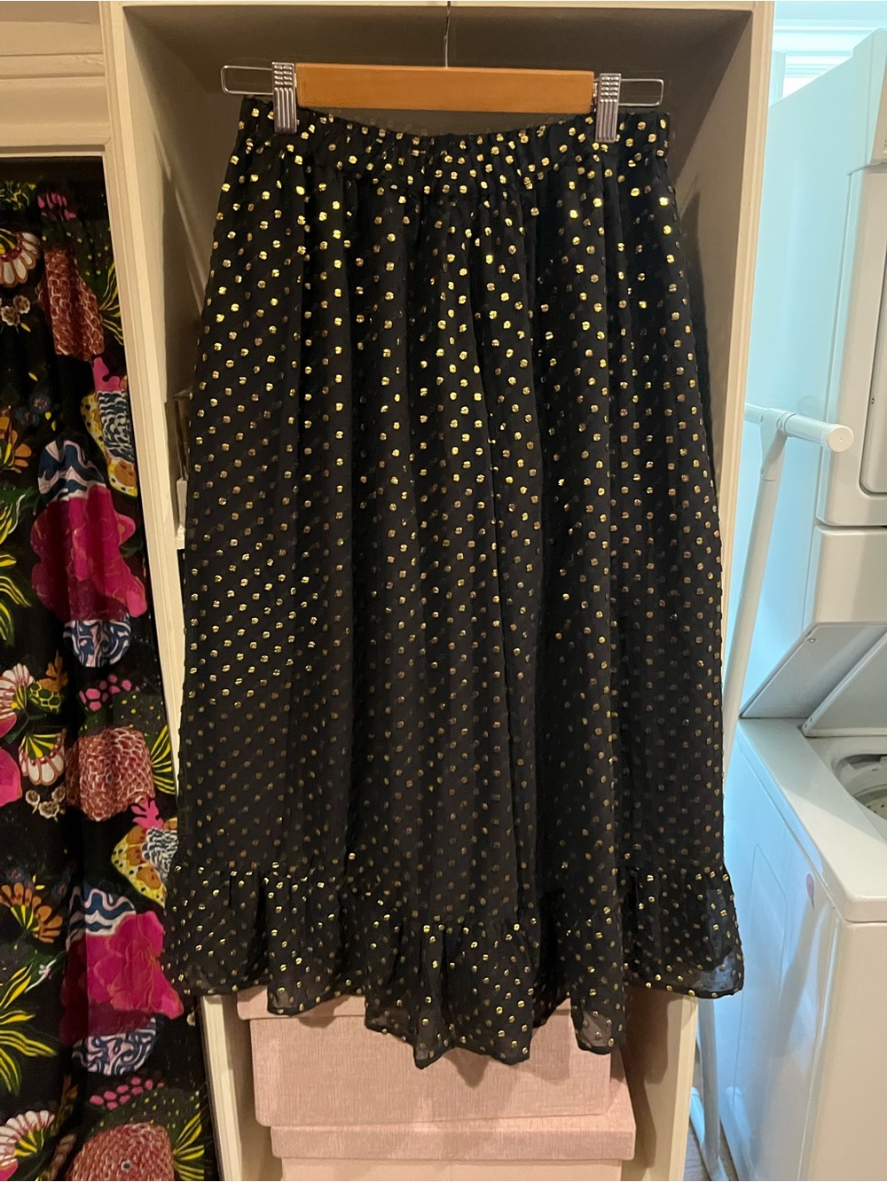 NWT Balzac Paris Black Skirt with Gold Dots